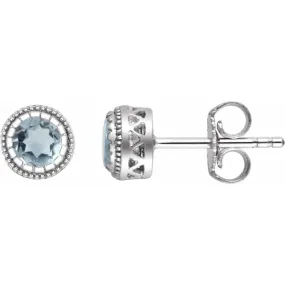 Artisan Sparkle Sleek Highlight 14K White Aquamarine "March" Birthstone Earrings