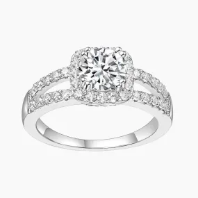 Casual Chic Fashionable Sparkle 925 Sterling Silver Round Cut Cubic Zirconia Bridal Engagement Ring