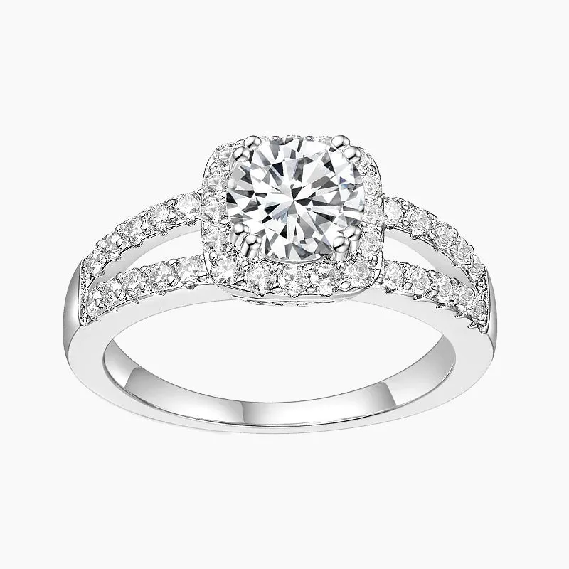 Casual Chic Fashionable Sparkle 925 Sterling Silver Round Cut Cubic Zirconia Bridal Engagement Ring