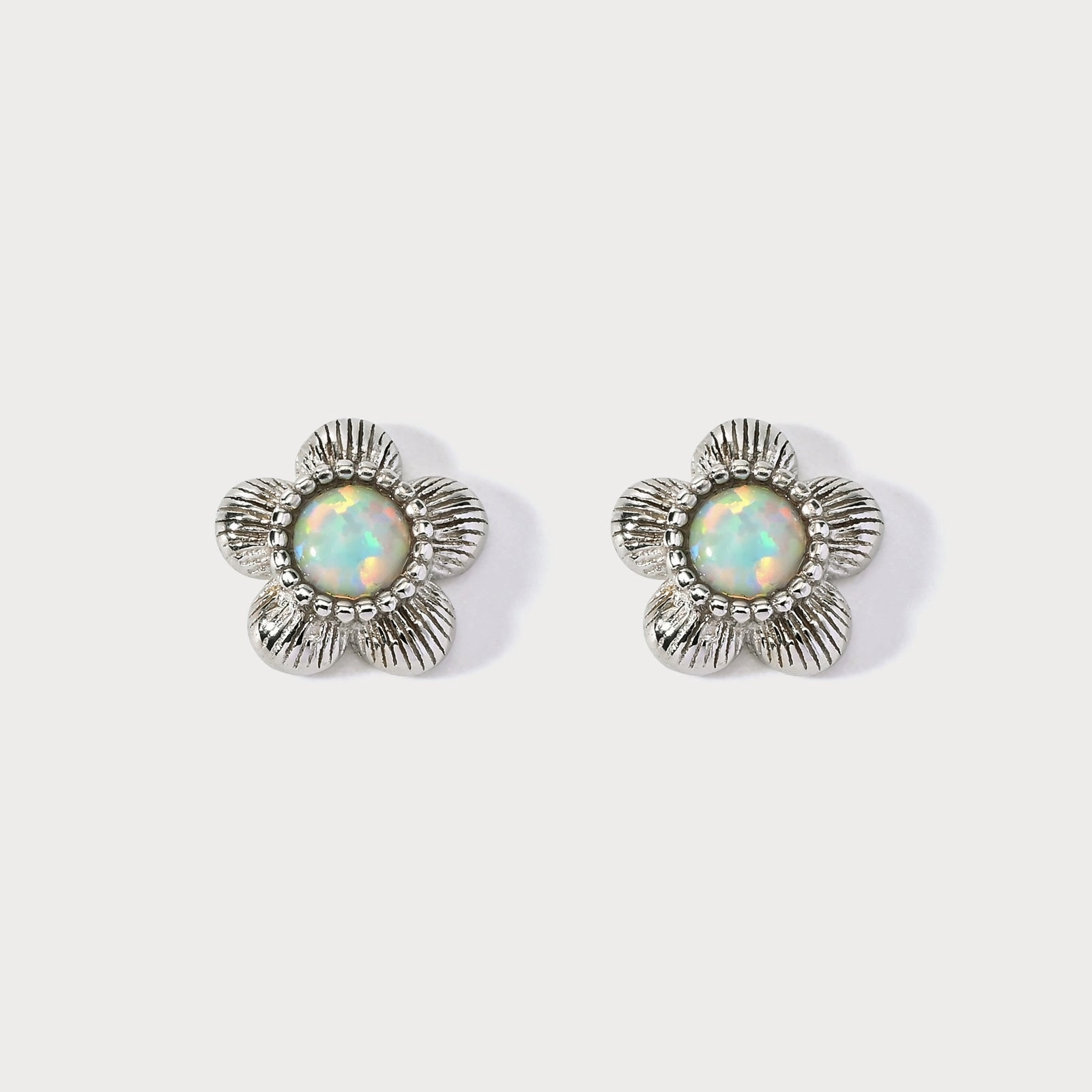 Delicate Aesthetic Stunning Style Flower Opal Stud Earrings