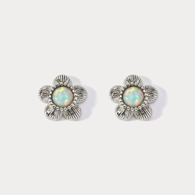 Versatile Sparkle Artistic Creation Flower Opal Stud Earrings