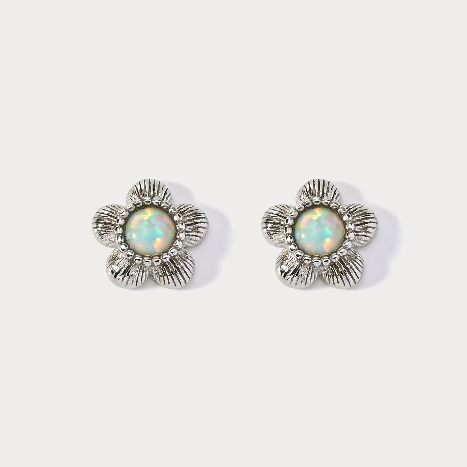 Classic Outfit Flower Opal Stud Earrings