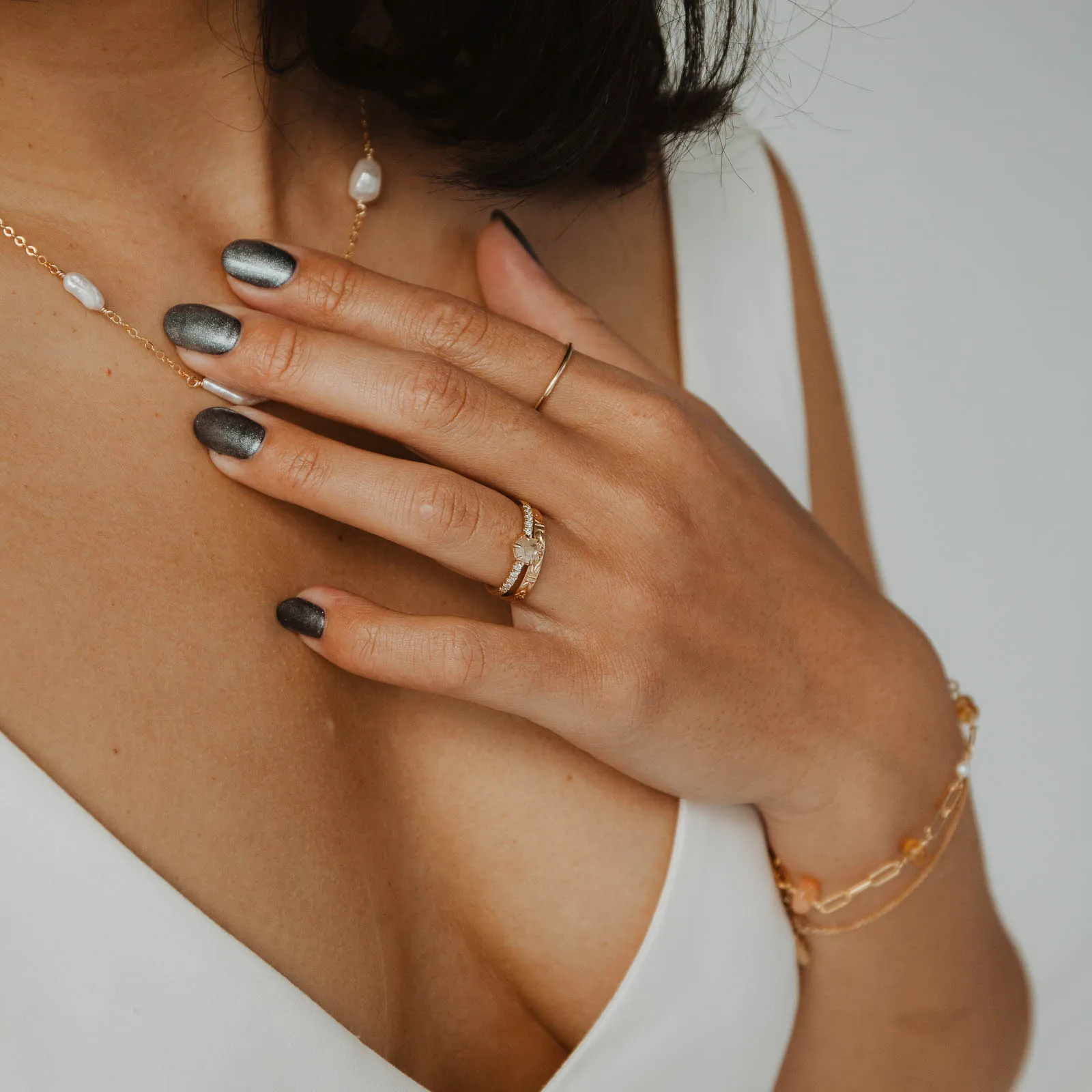 Polished Accent Allure Form Finnley Ring - White Mined Diamond