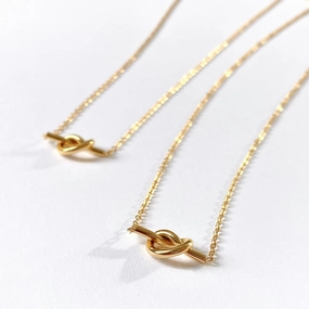 Quiet Grace Minimalist Design Fiore Horizontal Knot Necklace