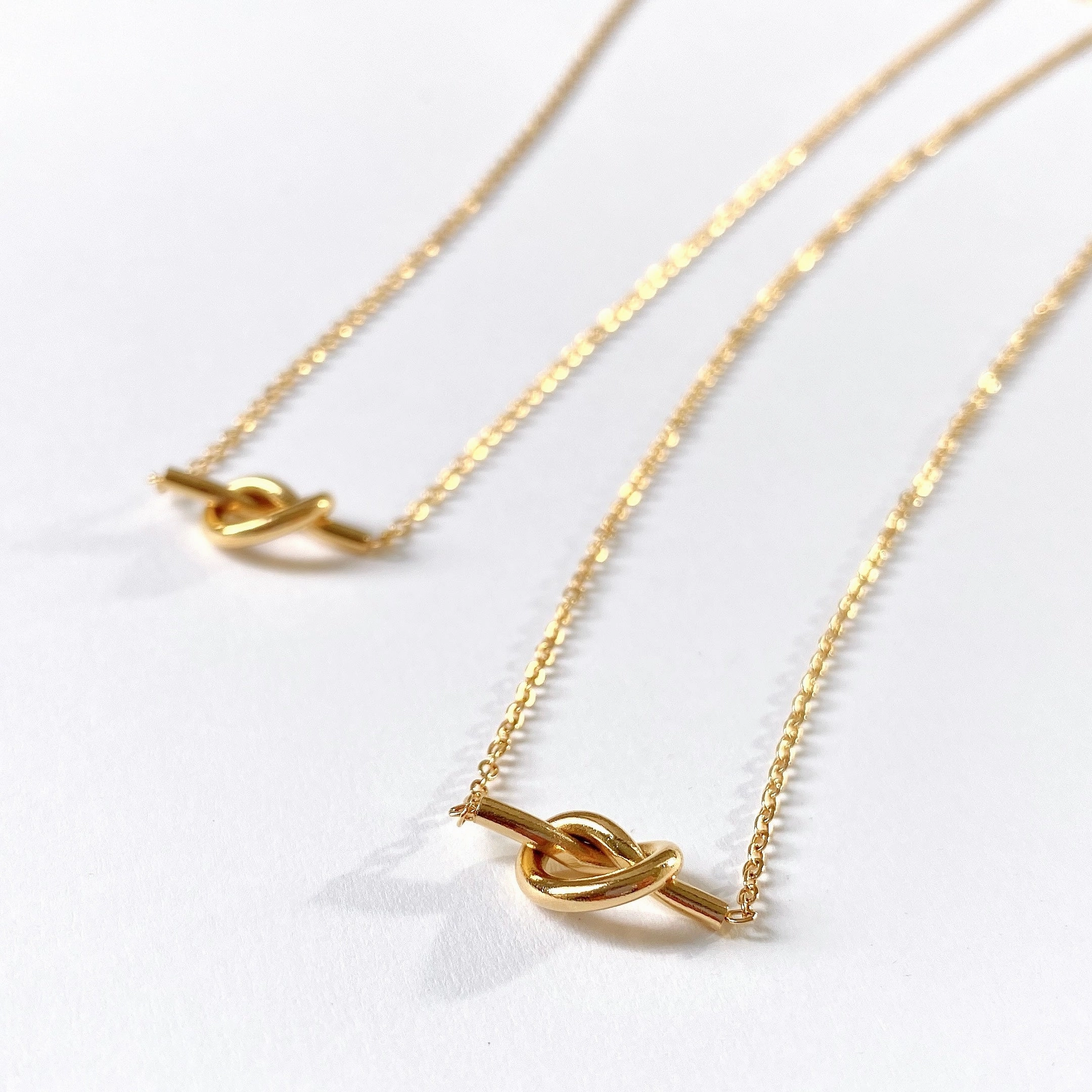 Quiet Grace Minimalist Design Fiore Horizontal Knot Necklace