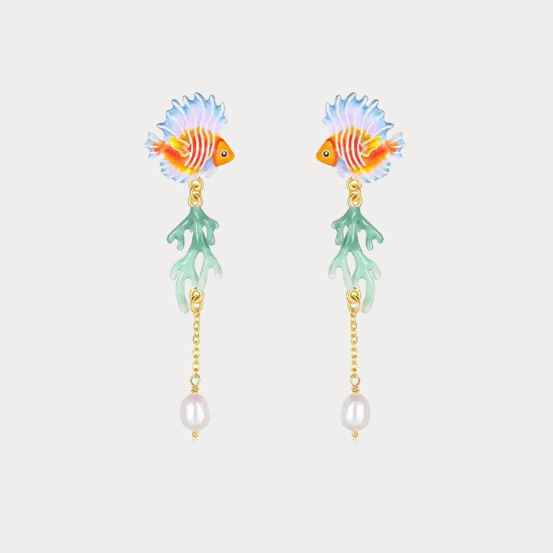 Elegant Embellishment Dainty Piece Fish Dangle Earrings