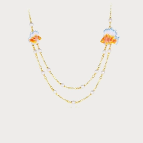 Fish Layered Necklace Triple Strand Accessory
