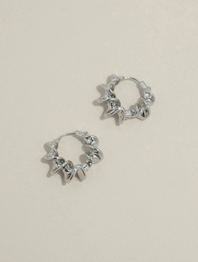 Flat Twisted Huggie Hoop Earrings Silver Glittering Craft