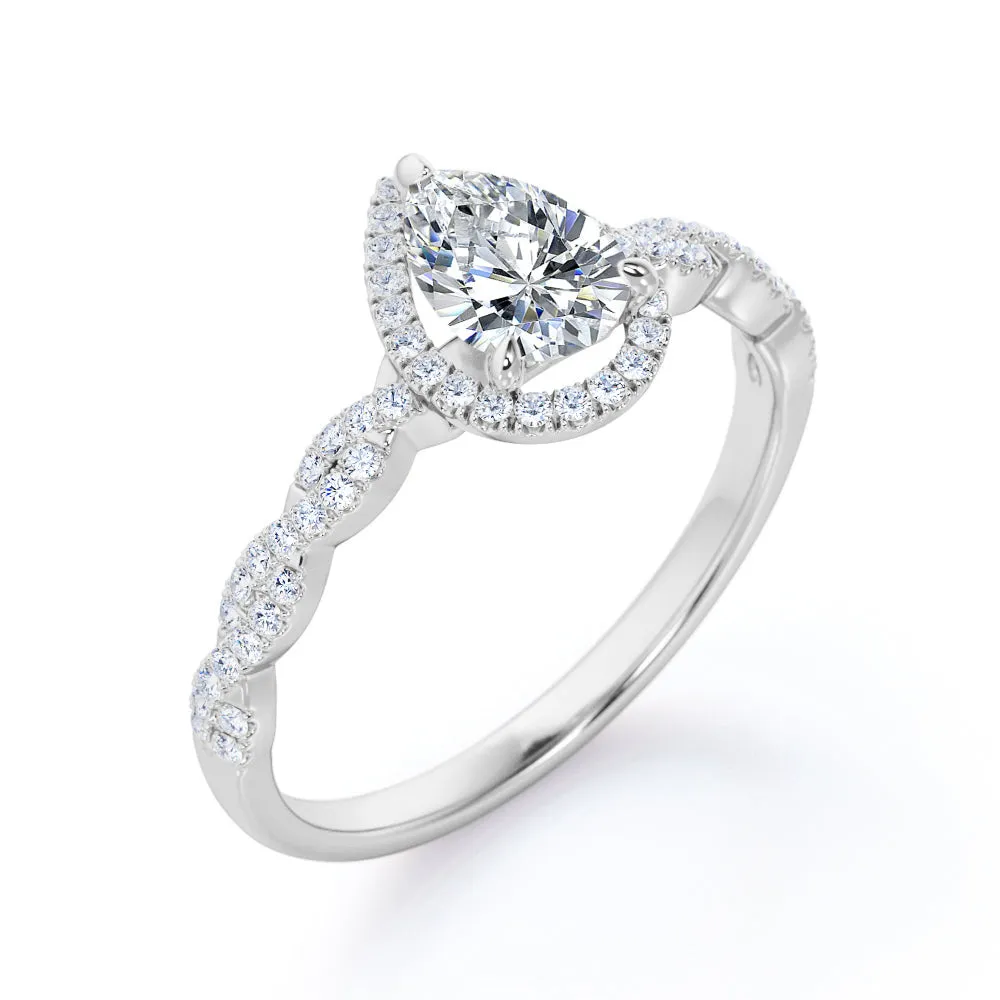 Daily Wear 1.25 Carat Pear Moissanite Infinity Engagement Ring
