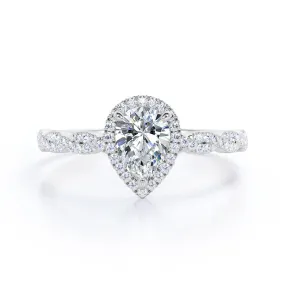 1.25 Carat Pear Moissanite Infinity Engagement Ring Eye-Catching Detail Iconic Appeal