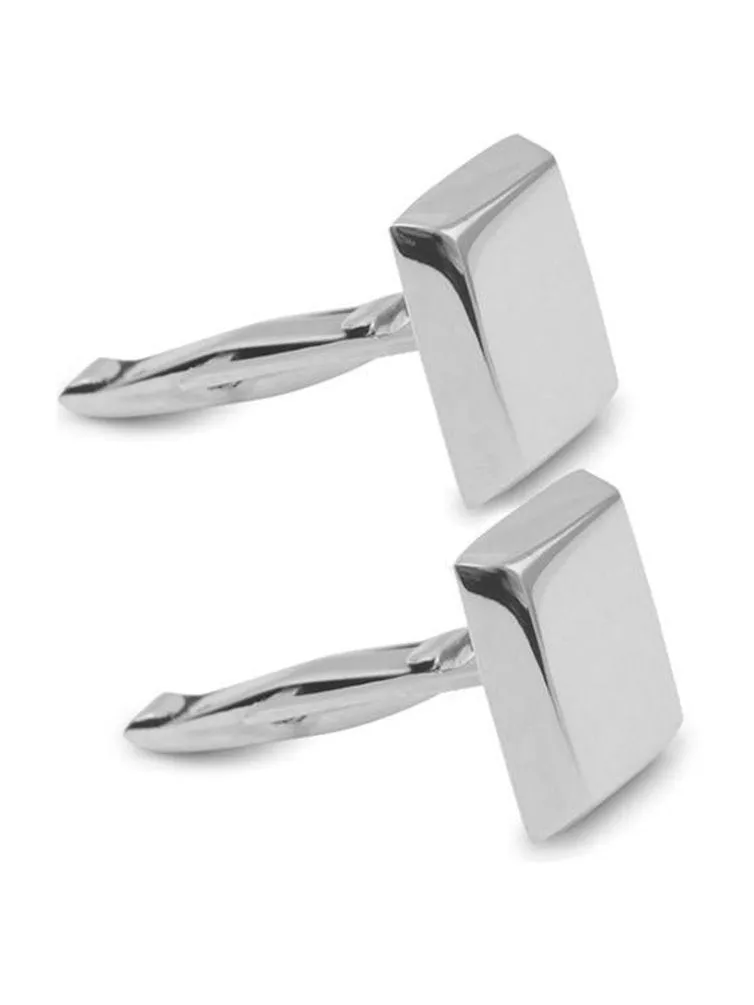 Premium Detail Moonlight Mood Mens Polished Square Cuff Links Engraveable Sterling Silver