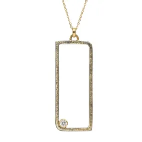Floating Square Hoop Necklace - 22k/18k Gold, Oxidized Silver   a Reclaimed Diamond Polished Shape