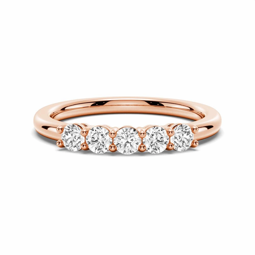 3mm 5 Stone Shared Prong Moissanite Anniversary Band Radiant Design Unique Craftwork