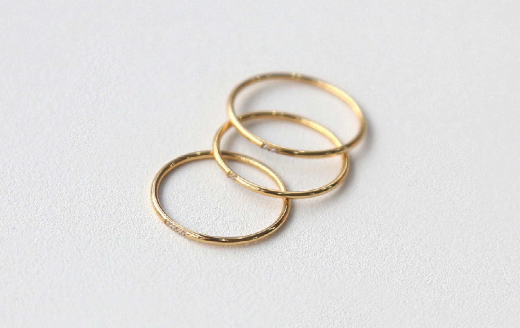 Gleaming Charm Oblession Essentials Ultra-thin CZ Ring 18K Gold Thin Ring | Thin Band Ring, Gold Slim CZ Ring, Minimalist Band, Stackable CZ Ring Couple Ring, Wedding Ring