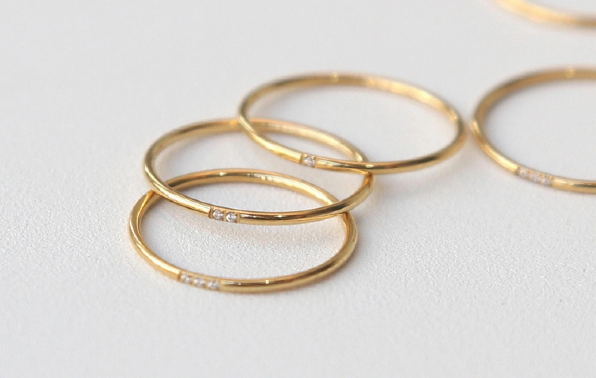 Oblession Essentials Ultra-thin CZ Ring 18K Gold Thin Ring | Thin Band Ring, Gold Slim CZ Ring, Minimalist Band, Stackable CZ Ring Couple Ring, Wedding Ring Vibrant Accent Effortless Glam