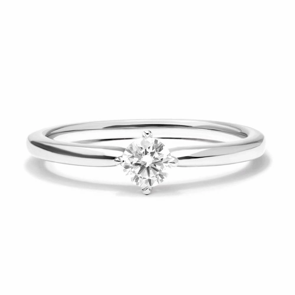 Petite Round Cut Lab Grown Diamond Solitaire Promise Ring Modern Twist Cool Touch