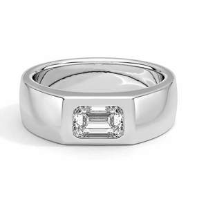 Delicate Pop Emerald Cut Lab Diamond Diamond Men's Promise Ring