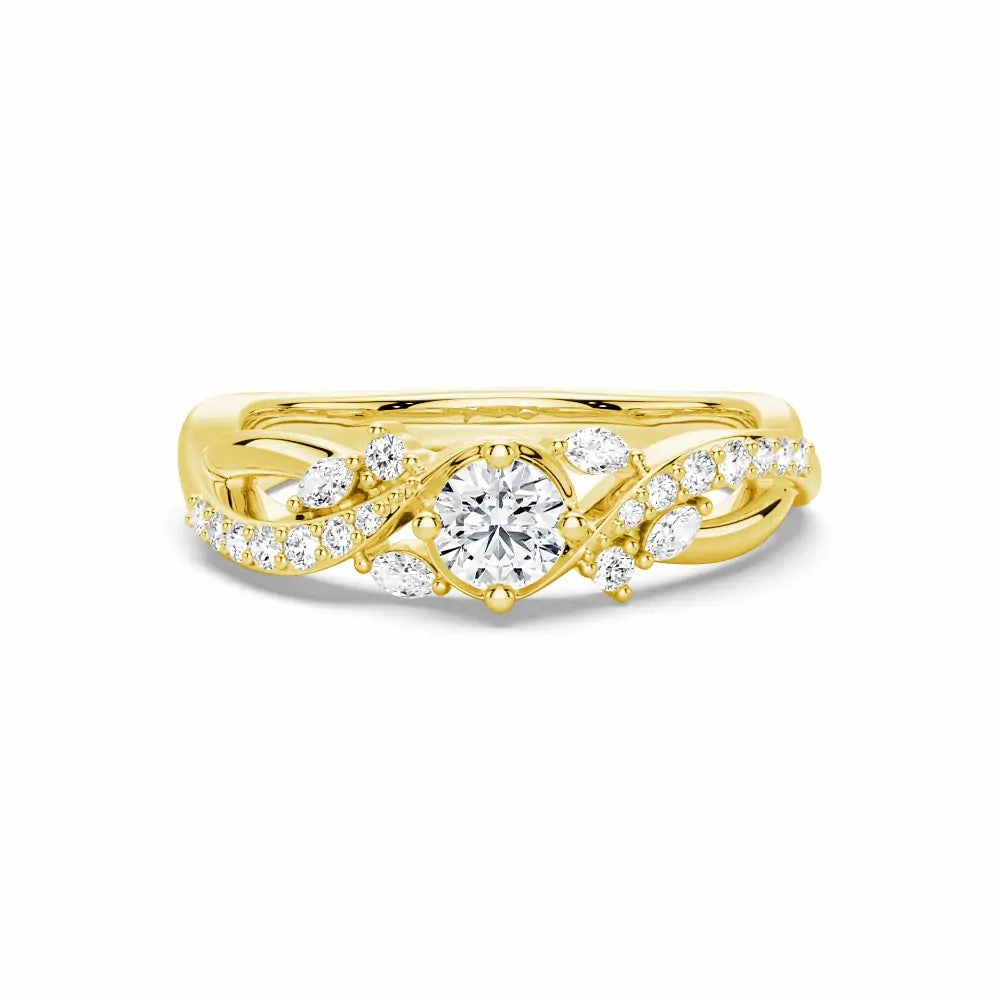 Opulent Shine Intertwined Leaf Motif Lab Grown Diamond Twisted Promise Ring