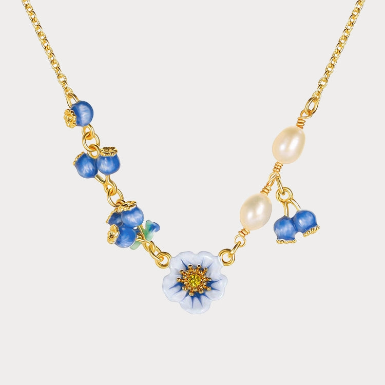 Beautiful Jewelry Flower Blueberry Necklace