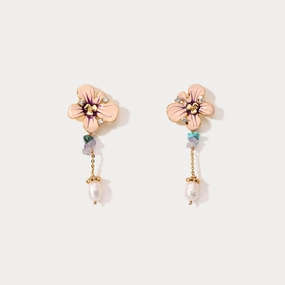 Minimalist Finish Flower Dangling Earrings