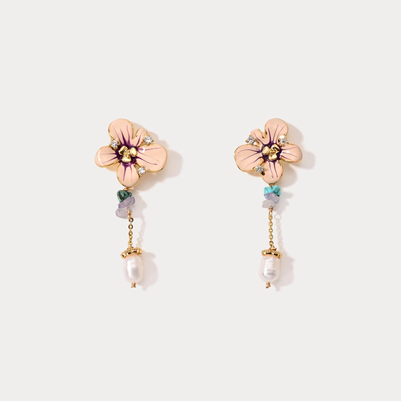 Minimalist Finish Flower Dangling Earrings