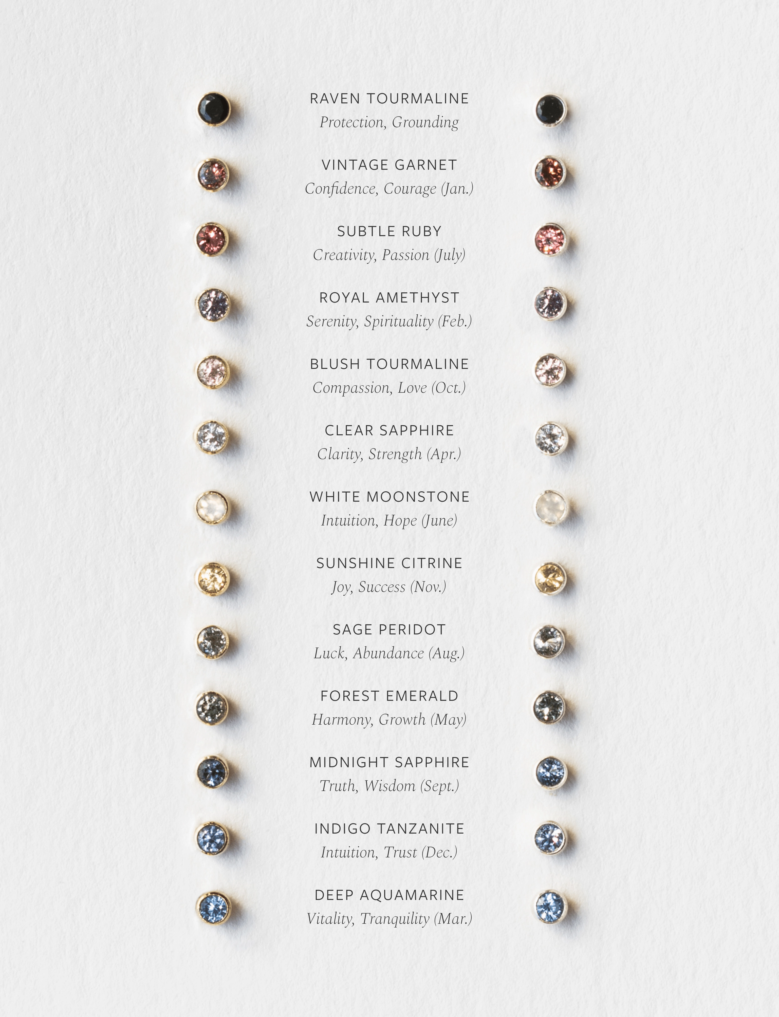 Trendy Style Sleek Shape Mini Aura Birthstone Studs