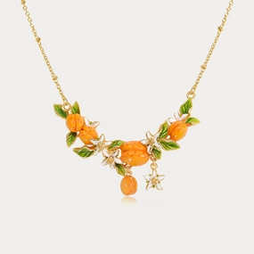 Travel Style Braided Jewelry Golden Plum Flower Necklace