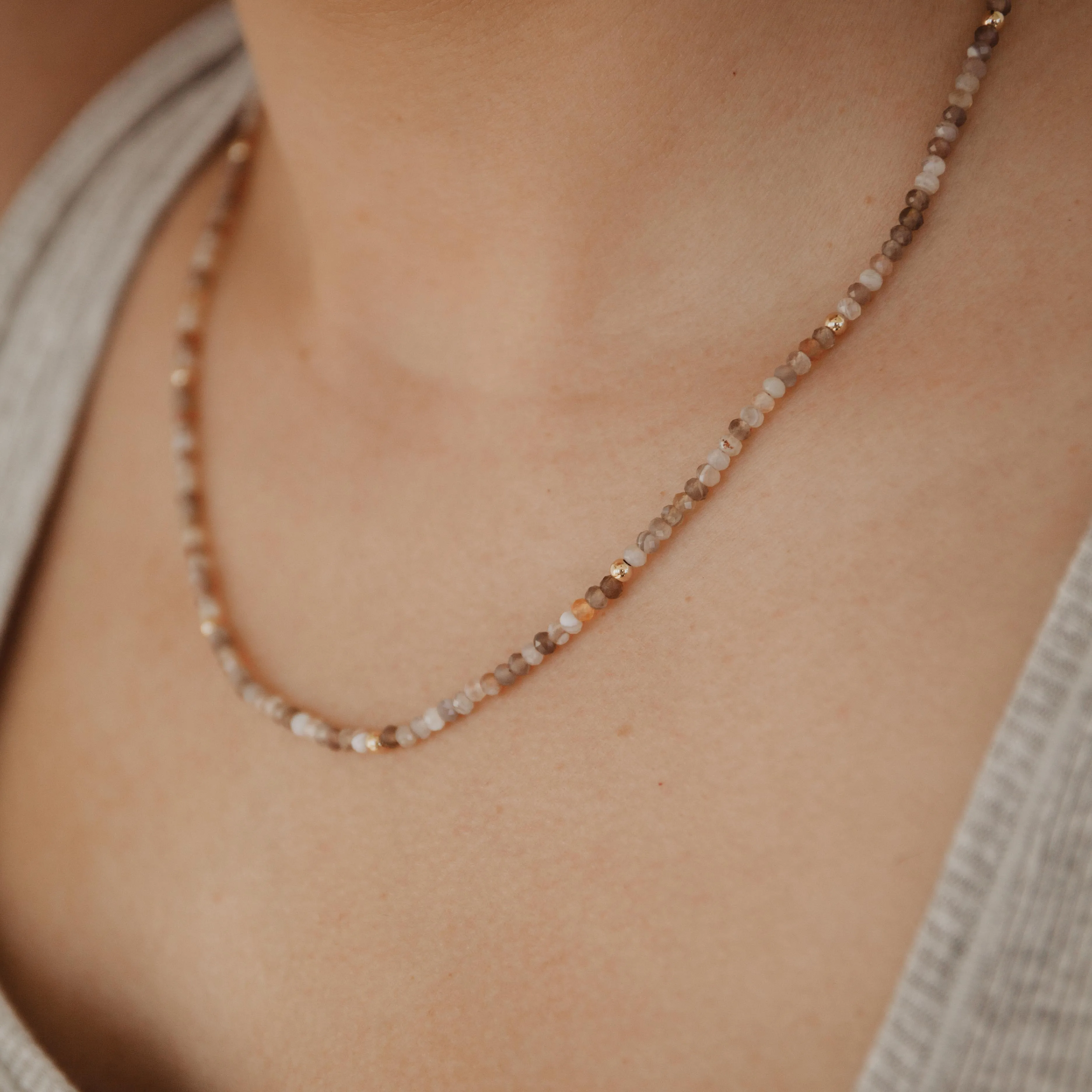 Banded Agate Beaded Necklace Modern Design Pendant Jewelry