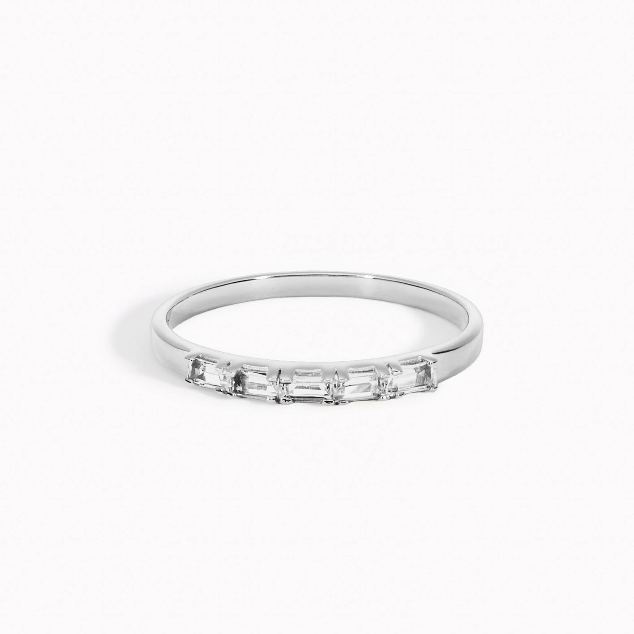 Statement Layer Baguette Ring White Topaz Silver - Julie
