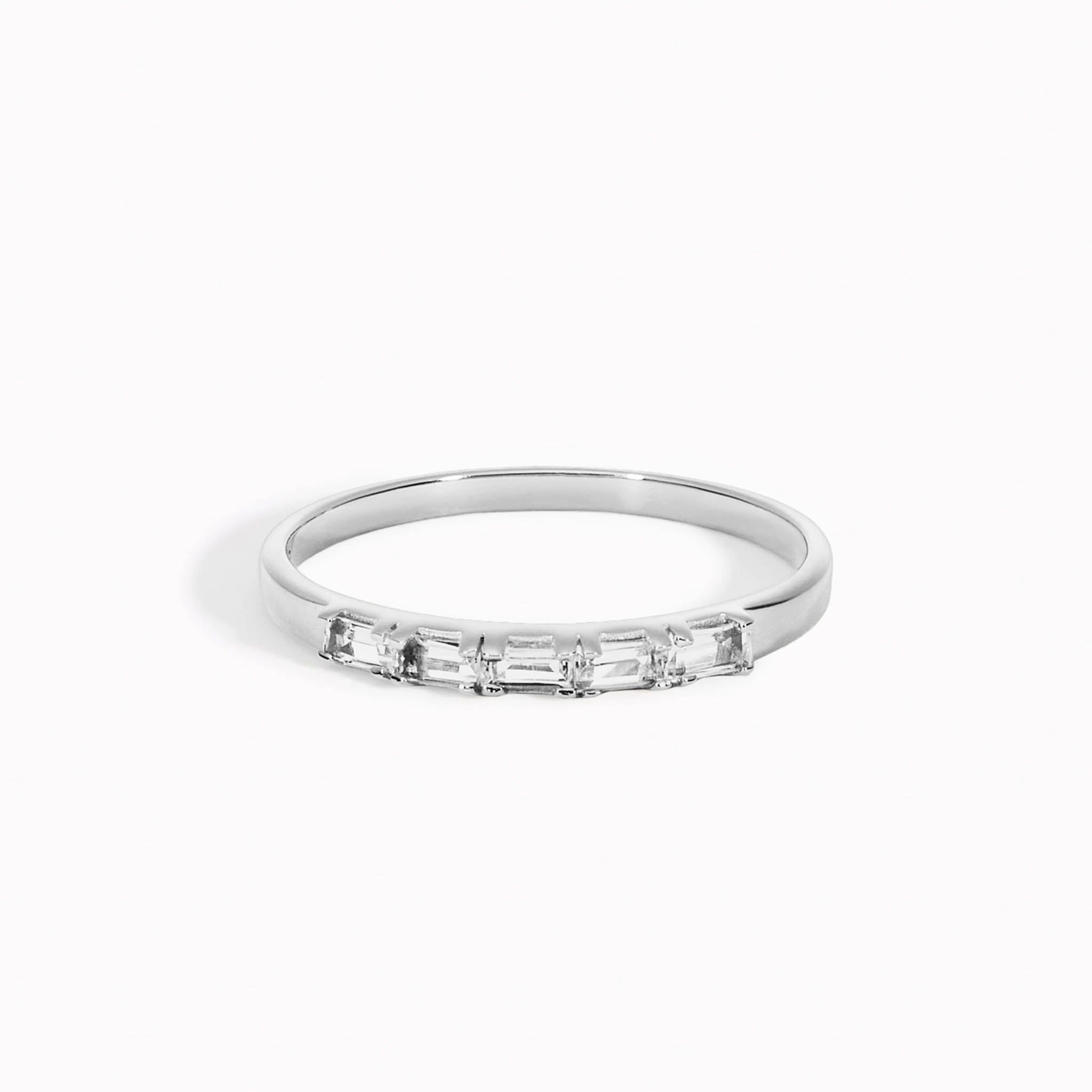 Baguette Ring White Topaz Silver - Julie Glam Touch
