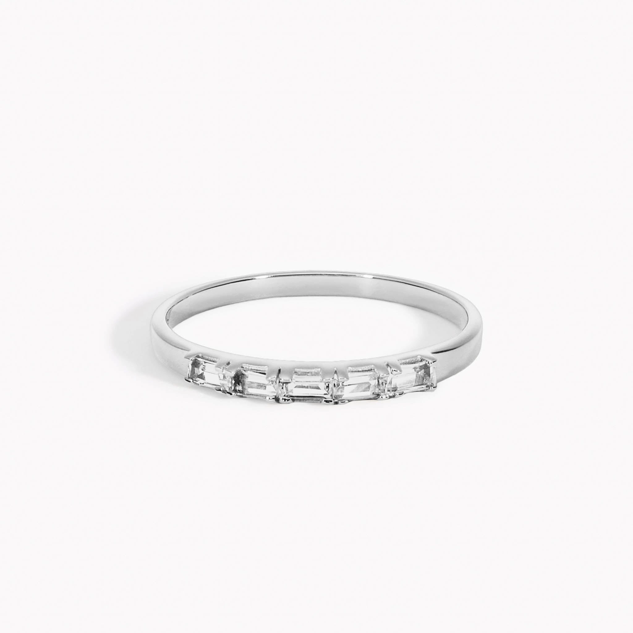 Flawless Touch Baguette Ring White Topaz Silver - Julie