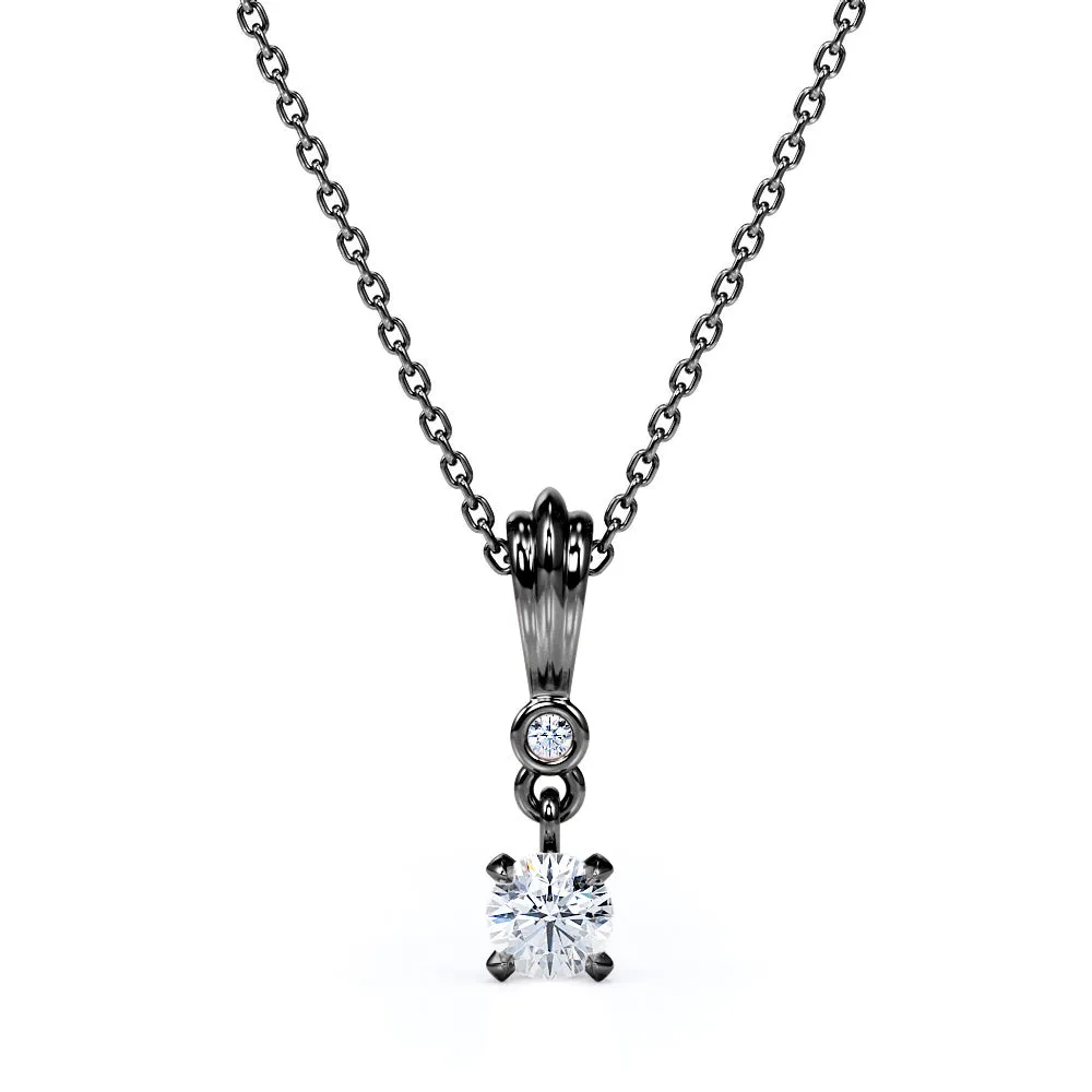 Four Prong 0.33 Carat Round Cut Diamond Claw Set Pendant Necklace In White Gold Fantastic Gift Urban Minimal