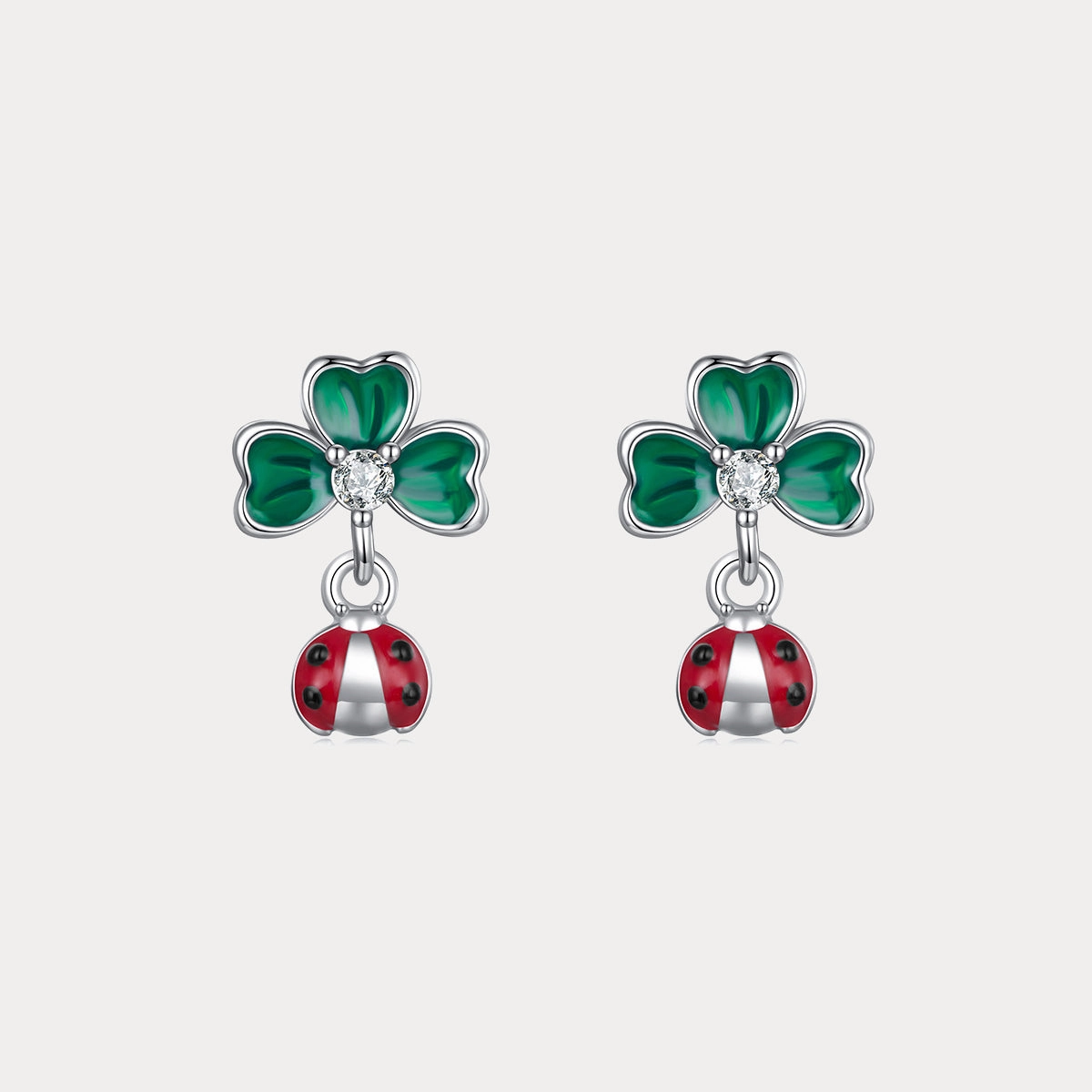 Four Leaf Clover Ladybug Earrings Decorative Accent Gorgeous Aesthetic