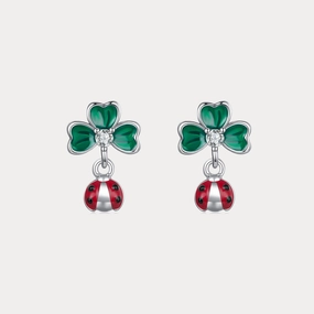 Four Leaf Clover Ladybug Earrings Decorative Accent Gorgeous Aesthetic