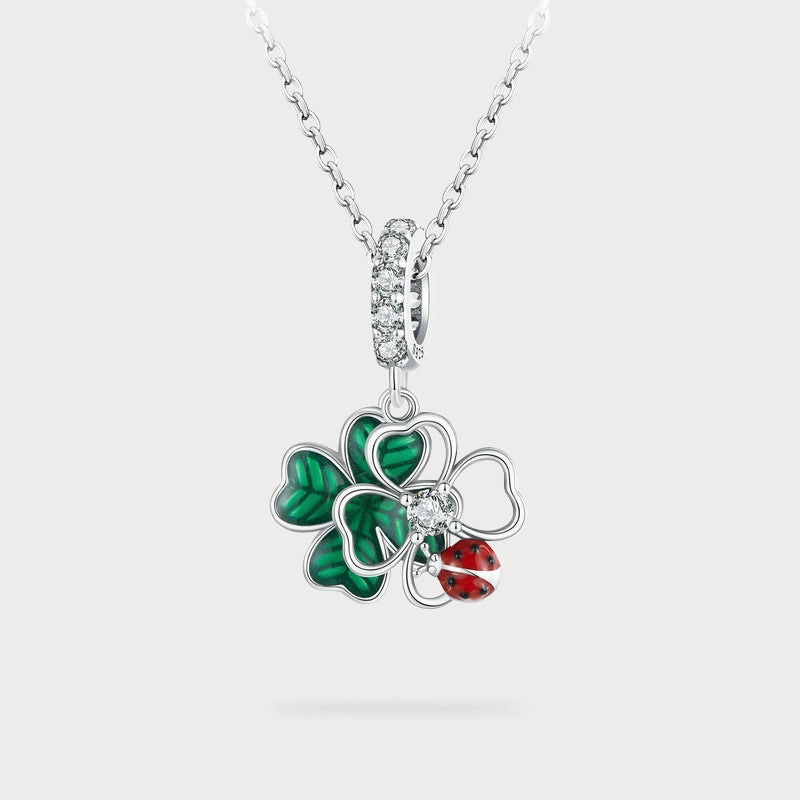 Four Leaf Clover Ladybug Necklace Dazzling Jewelry