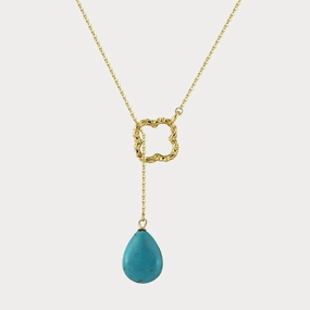 Fashion Elegance Four-leaf Clover Teardrop Turquoise Necklace