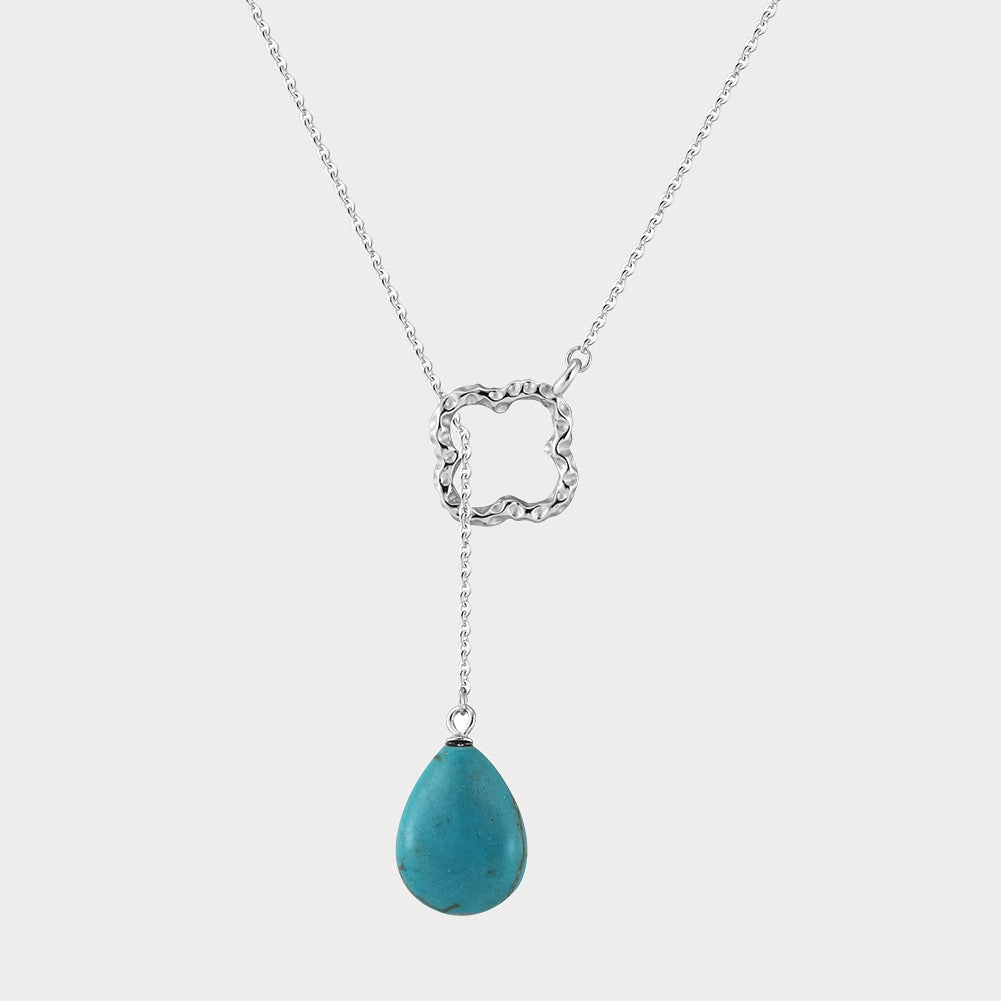 Four-leaf Clover Teardrop Turquoise Necklace Cool Spark