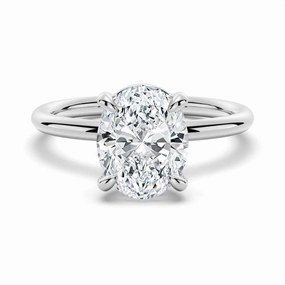 Light Detail Four Prongs Oval Solitaire Moissanite Engagement Ring