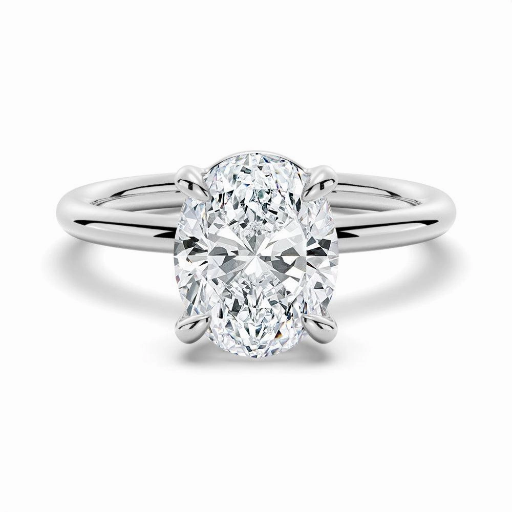 Four Prongs Oval Solitaire Moissanite Engagement Ring Glistening Piece Delicate Features