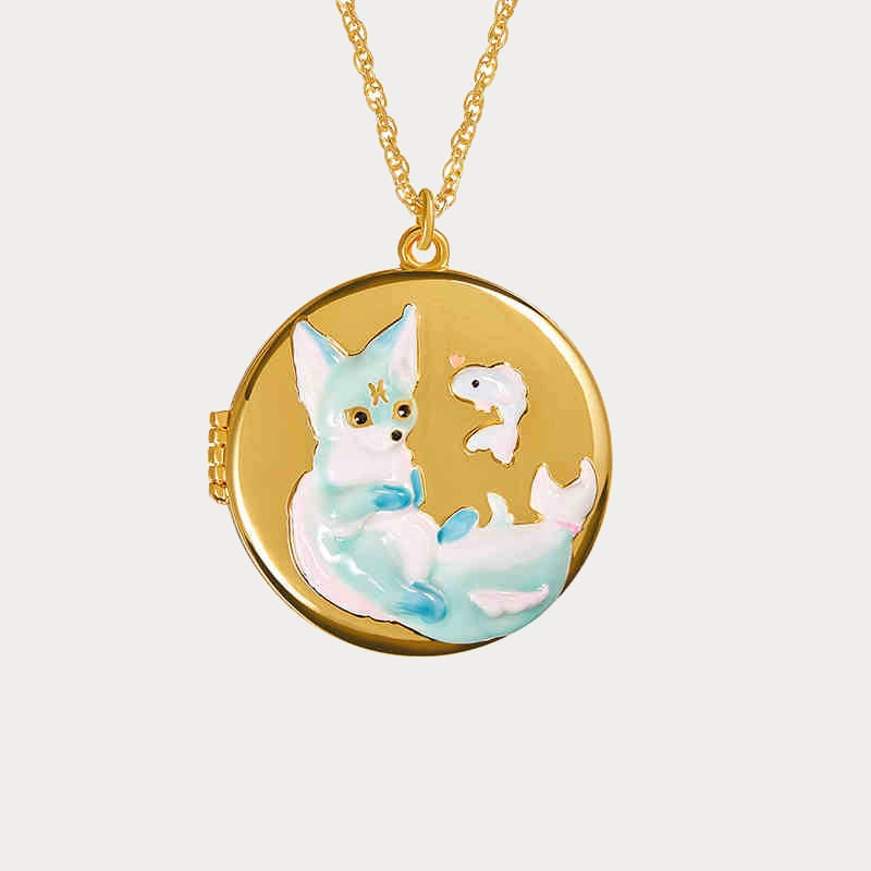 Fox Constellation Locket Necklace Trendy Choice Simple Gift