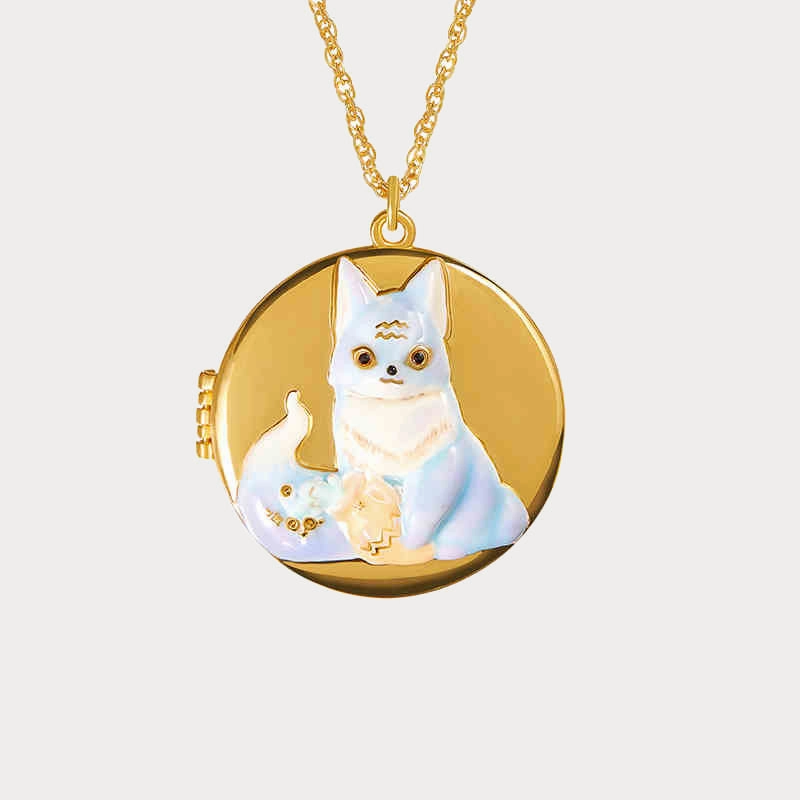 Fox Constellation Locket Necklace Trendy Style Trend Style