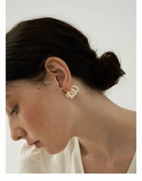 French Freshwater Pearl Strands Hoop Earring Subtle Mood