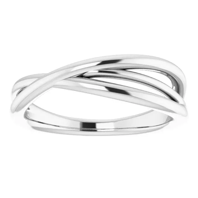 14K White Criss Cross Ring Fantastic Craft