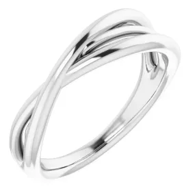 14K White Criss Cross Ring Contemporary Geometry