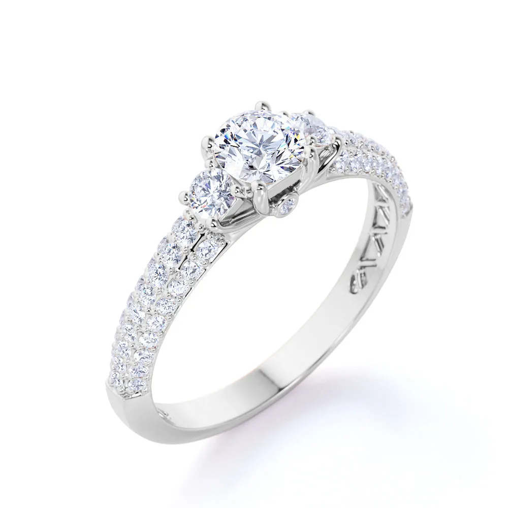Sophisticated Element 1.25 Carat Round Cut Moissanite Micro Pave Engagement Ring