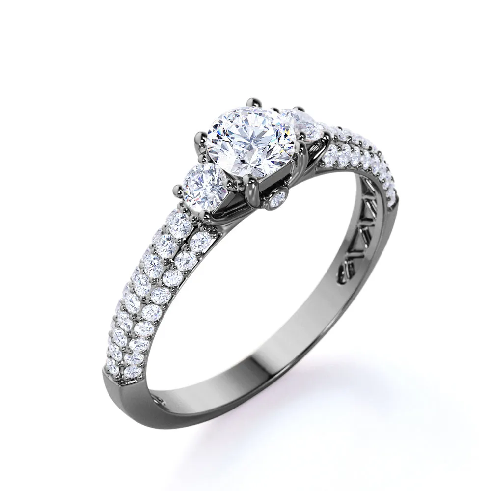 Airy Light 1.25 Carat Round Cut Moissanite Micro Pave Engagement Ring