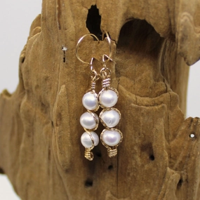 Fashionable Decor Freshwater Pearl Outline Dangle Earrings - June Birthstone