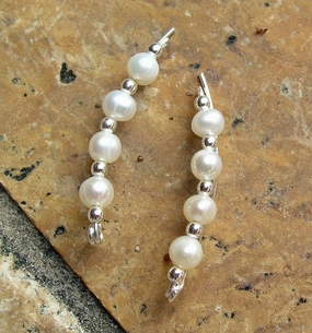 Freshwater Pearls Sterling Silver Wire Bridal Ear Climbers - Ear Sweep 13 Square Accessory