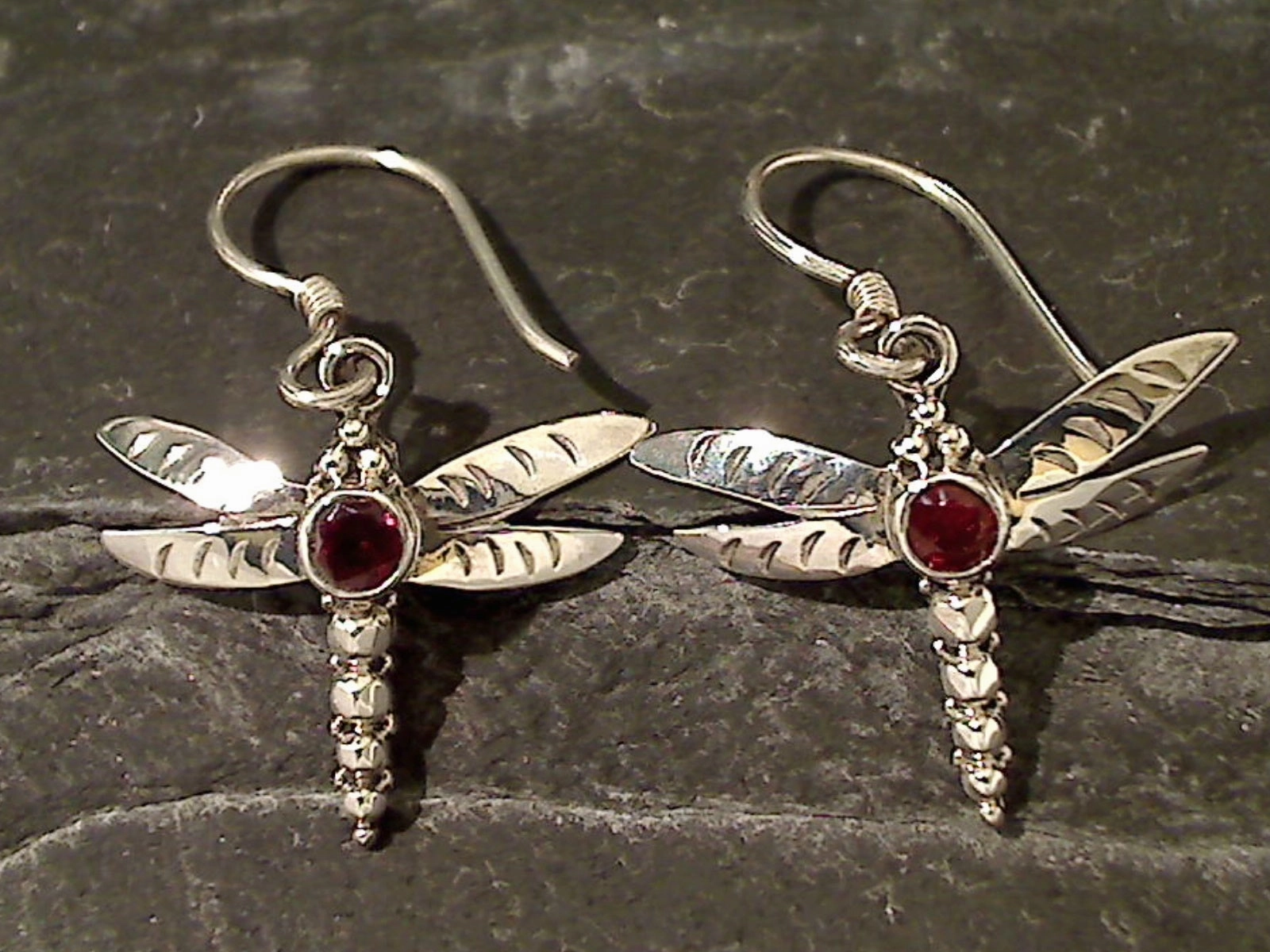 Exquisite Feature Lightweight accessory Garnet, .925 Dragonfly Earrings