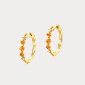 Garnet Hoop Earrings Glam Set